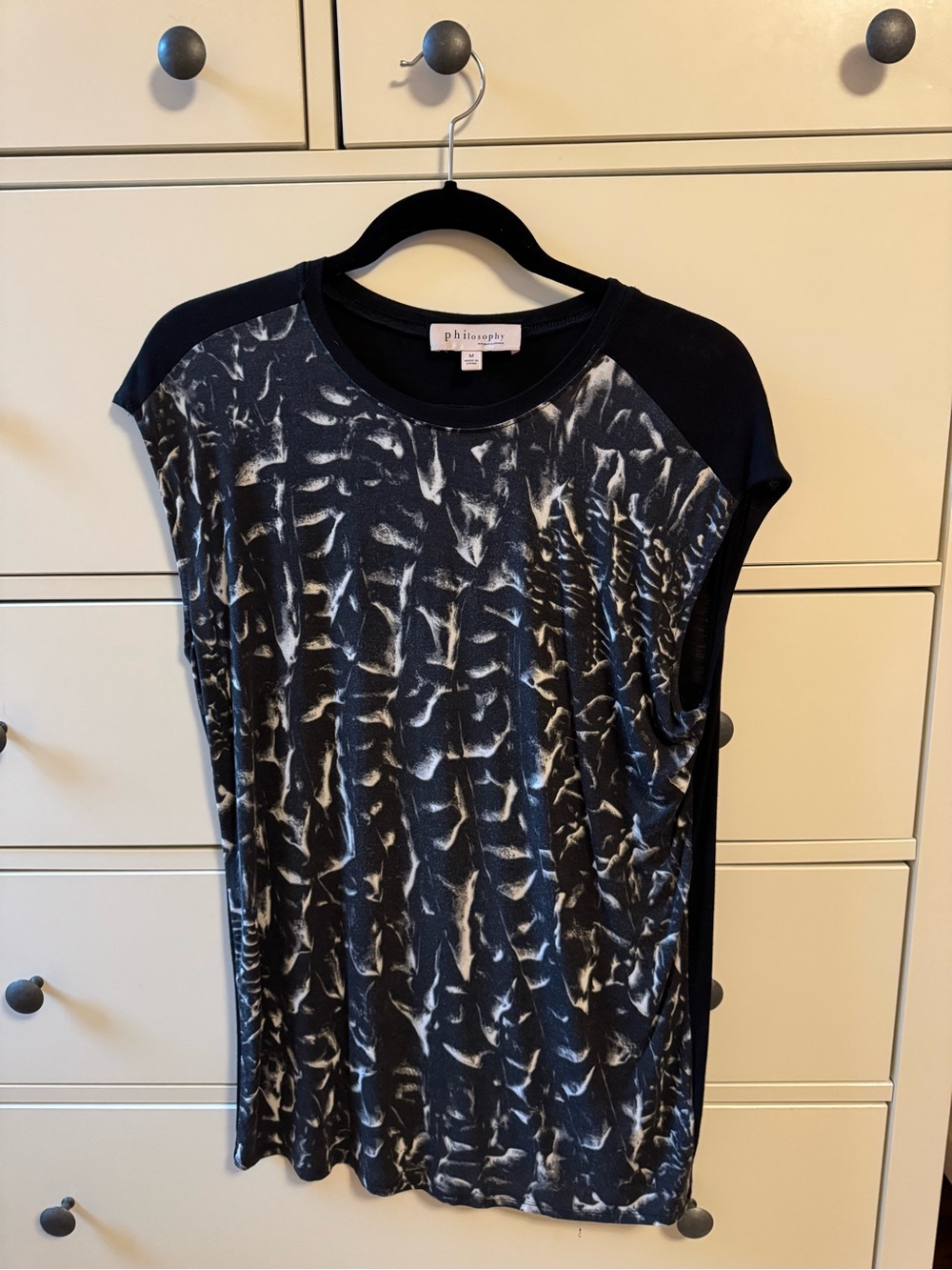 Philosophy Black and White Abstract Print Short Sleeve Tee